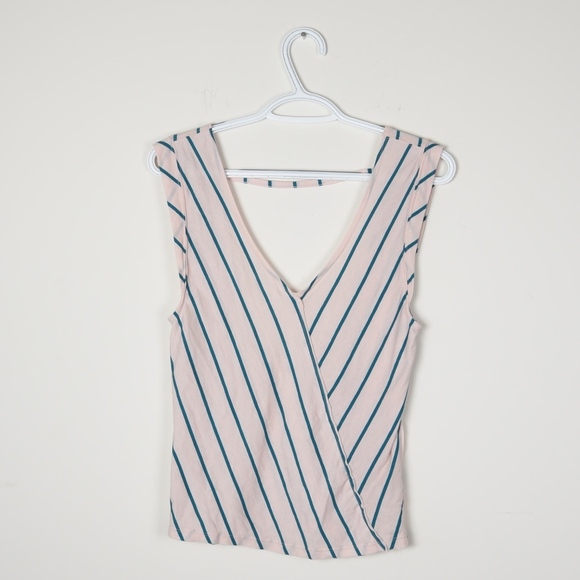 Free People Striped V Neck Open Back Tank Top S - Picture 1 of 2